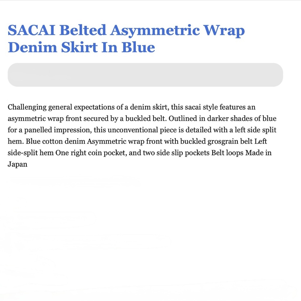 Sacai Denim Mermaid Skirt size L - Picture 2 of 12